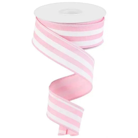 Light Pink Vertical Stripe Wired Ribbon - 1.5" x 10yds